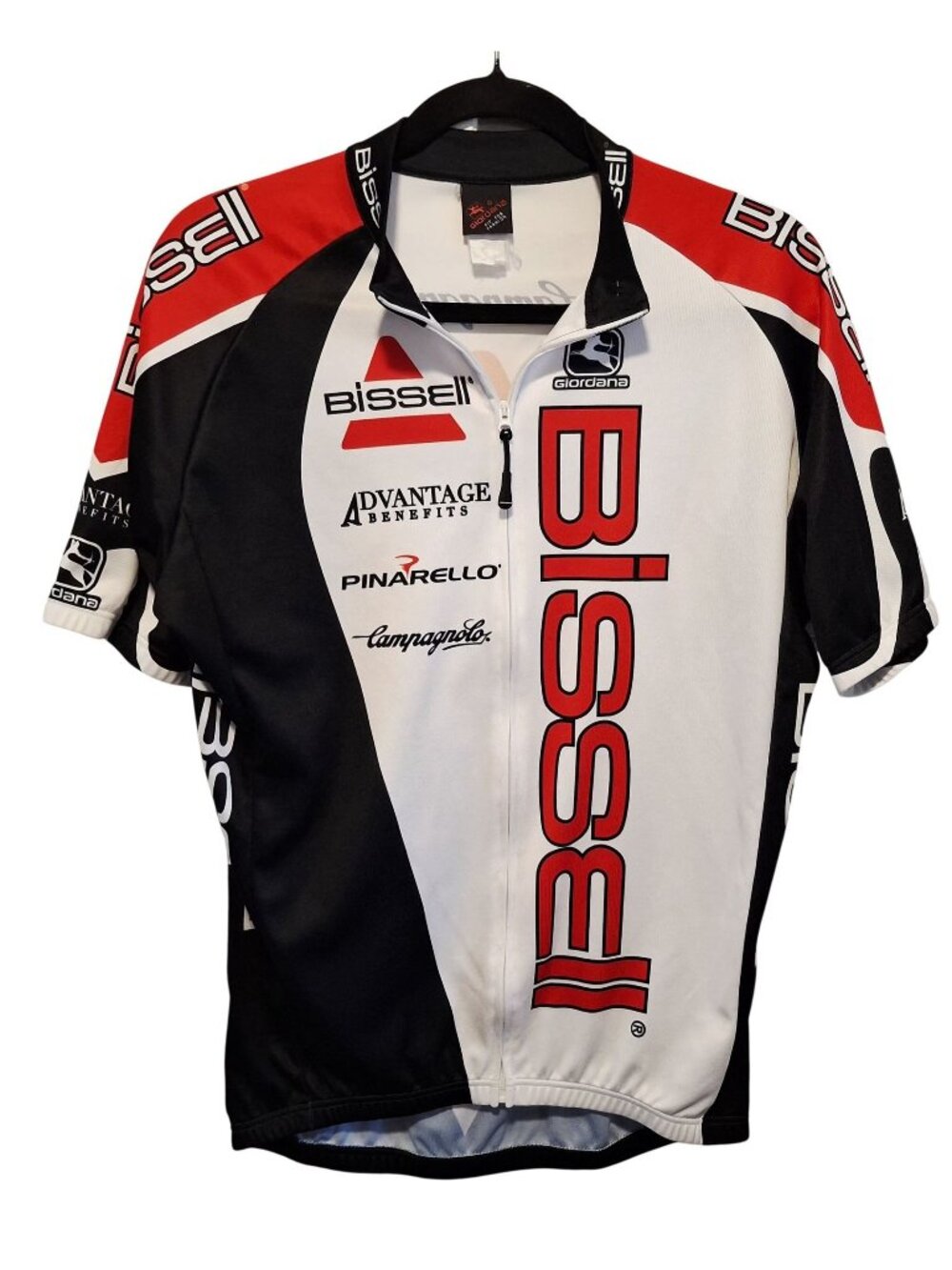 Bissell Pro Cycling Giordana Short Sleeve Jersey Black/White/Red Logo Mens M